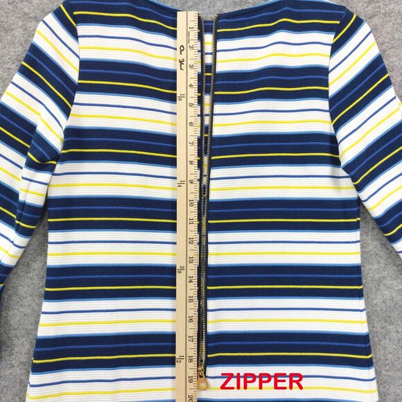 Draper James Dress Sz XS Bell Sleeve Stripe Zipper Casual Fit Flare Mini Career - Picture 10 of 15